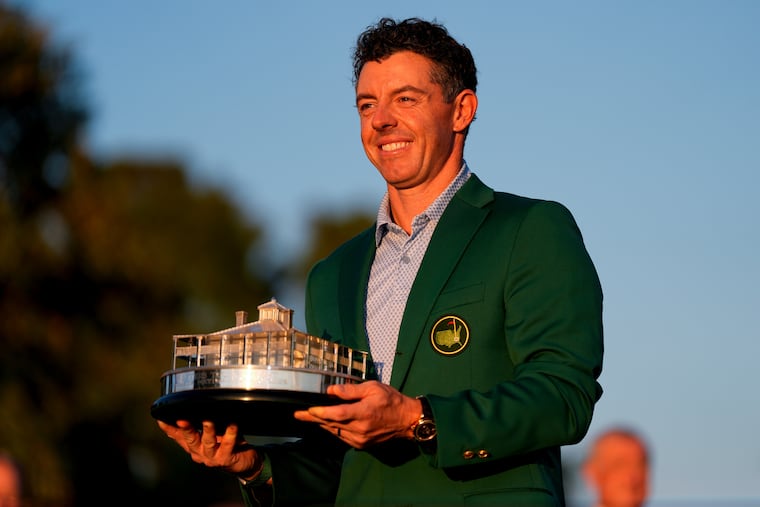 Rory McIlroy after winning his second straight Masters title Sunday. He'll tee it up May 14-17 at the PGA Championship at Aronimink Golf Club.