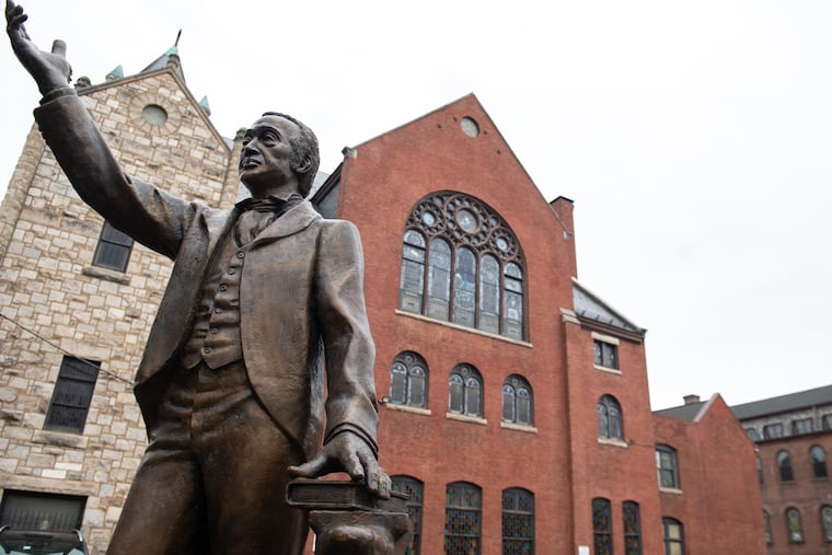 A bronze statue of Bishop Richard Allen is pictured outside of Mother Bethel AME Church in South Philadelphia on Sunday, Nov. 27, 2022. Bishop Allen founded Mother Bethel in 1794 and served the community until his death in 1831.