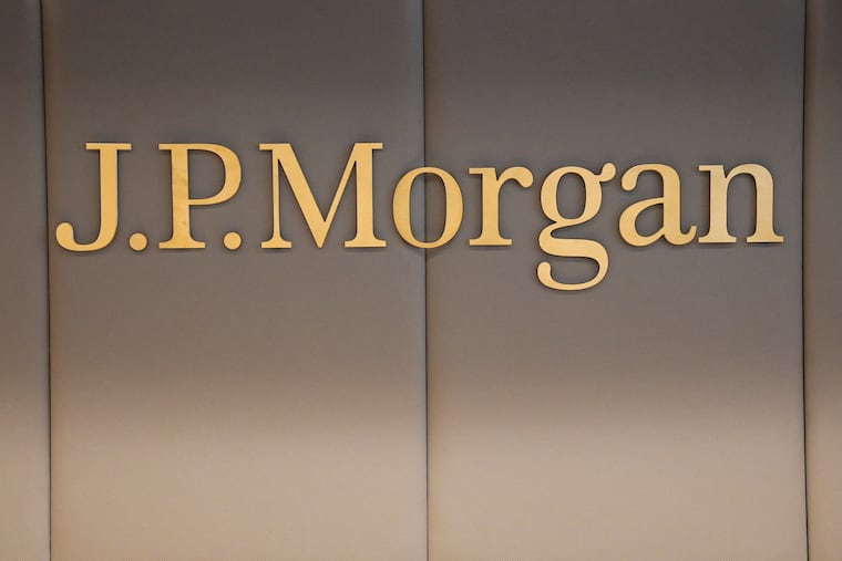 The logo of JPMorgan bank at the company's French headquarters in Paris.