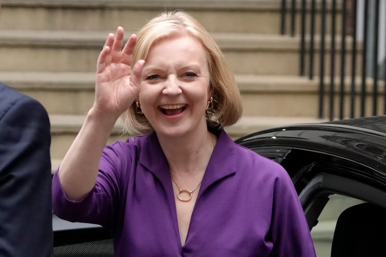 Liz Truss arrives at Conservative Central Office in Westminster after winning the Conservative Party leadership contest in London on Monday.
