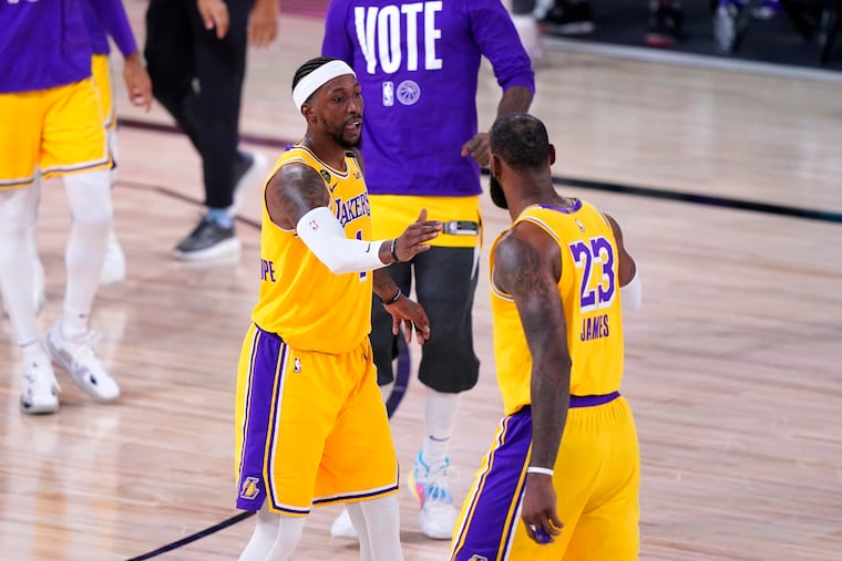 Kentavious Caldwell-Pope (left) and LeBron James spent three seasons together in Los Angeles from 2018-19 to 2020-21.