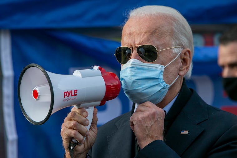 Democratic party candidate for President of the United States Joe Biden visited volunteers and community members in the West Oak Lane section of Philadelphia on Election Day, Tuesday, November 3, 2020.
