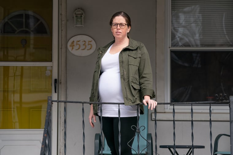 Annie Schuster is 30 weeks pregnant. She is staying home over concerns about the coronavirus.