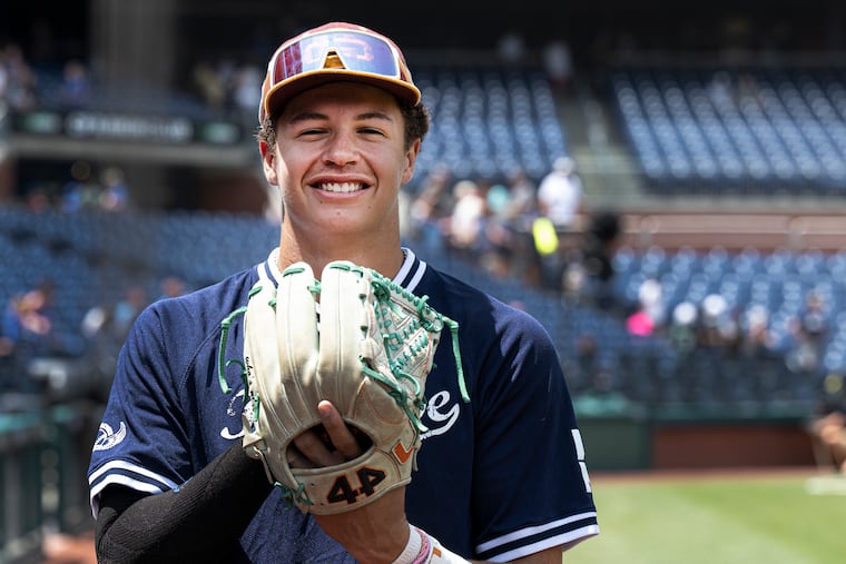 Gloucester Catholic pitcher Tate DeRias is photographed on June 25 at the Carpenter Cup Tournament at Citizens Bank Park.