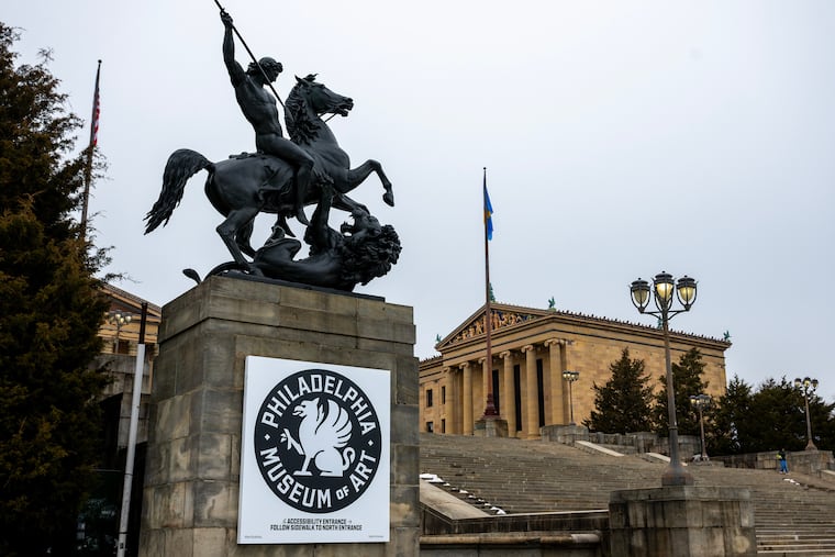 One of the newly-installed signs for the recent old/new name change at the Philadelphia Museum of Art on Thursday, Feb. 26, 2026.