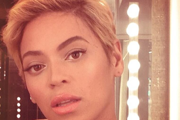 Beyonce shows off her new 'do via Instagram.