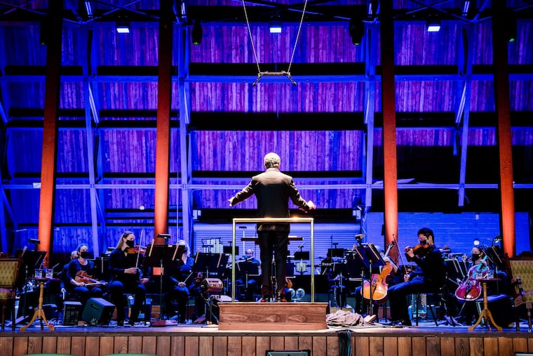 Music Director Corrado Rovaris leads the Opera Philadelphia Orchestra in "The Drama of Tosca" at the Mann Center for the Performing Arts.