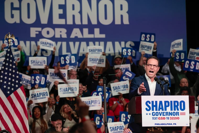 Gov. Josh Shapiro arrives on stage during a reelection announcement event at the Alan Horwitz "Sixth Man" Center in Philadelphia on Thursday, Jan. 8, 2026.