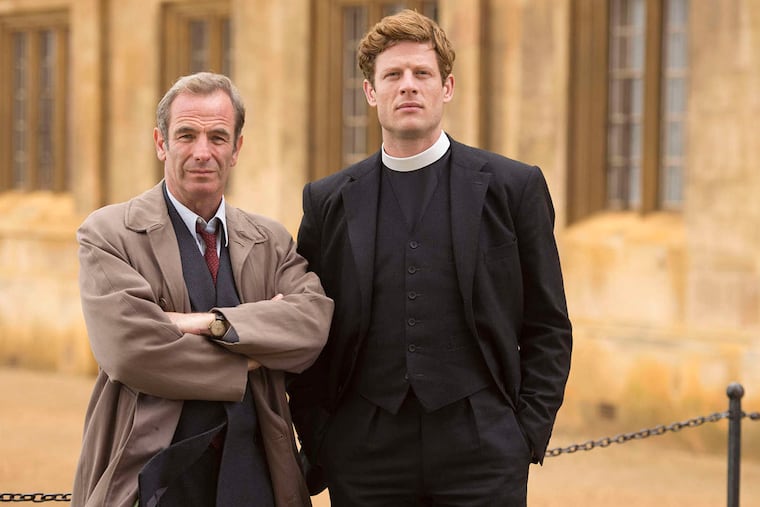 "Grantchester" (L-R) Robson Green as Geordie Keating and James Norton as Sidney Chambers.
