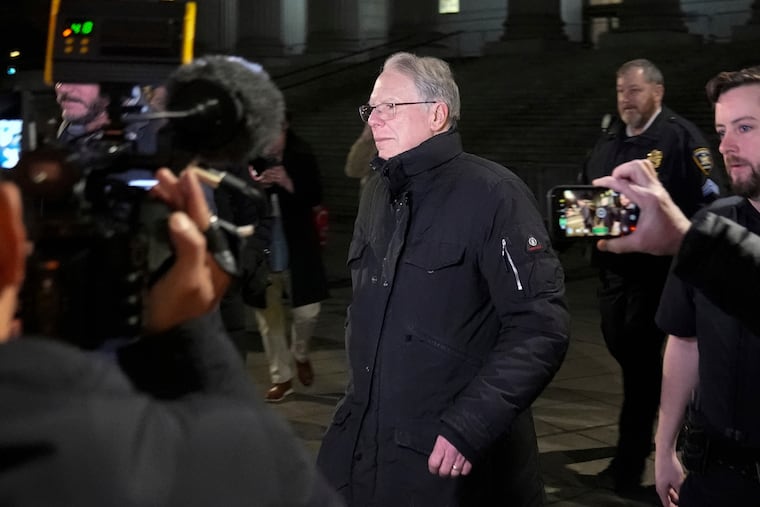 Wayne LaPierre, CEO of the National Rifle Association, leaves New York State Supreme Court on Friday in New York.