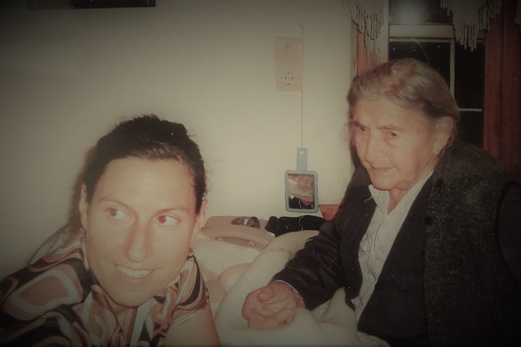 Eleni Vlachos with her yaya, Frosou, in 2002. The two bonded despite their different views on eating meat.