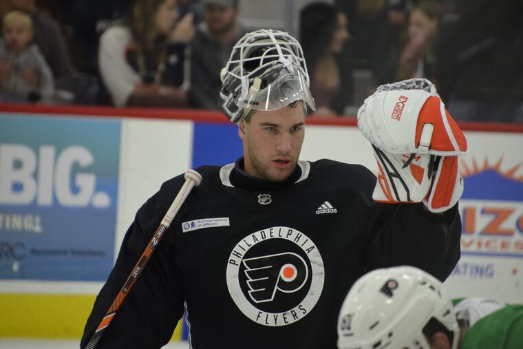 Anthony Stolarz is trying to break through among a crowded field of goalies.