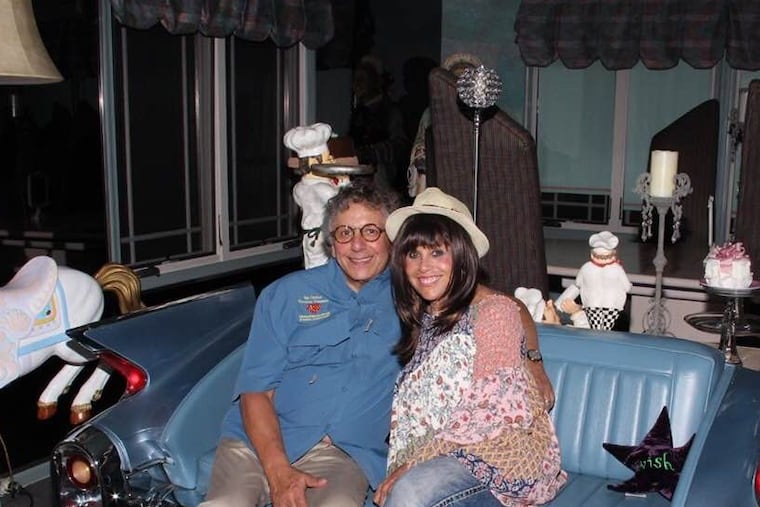 Marty and Jane on their classic car sofa.