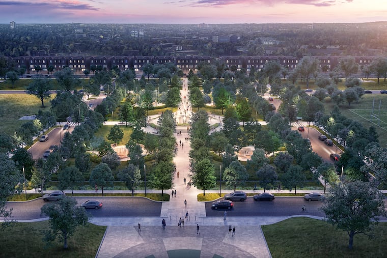 A rendering by architectural firm Nelson Byrd Woltz shows what a proposed redesign of the John Welsh Memorial Fountain in West Fairmount Park could look like.