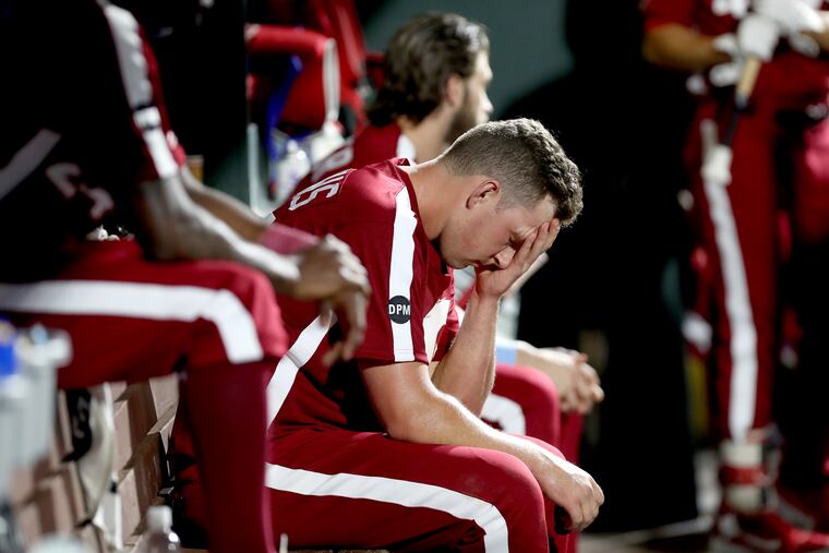 Rhys Hoskins has been struggling with runners on base lately.