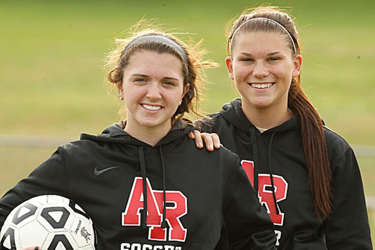 Archbishop Ryan soccer players Kaitlyn McFadden and Jules Blank. (Ron Cortes/Staff Photographer)