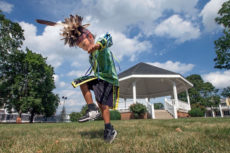 Kortland Jimerson of the Seneca Nation does something that once would have been forbidden. He dances at the Carlisle Barracks, former site of the Carlisle Indian Industrial School. Students were not allowed to speak their native languages, wear native dress, or practice their traditions such as dancing.