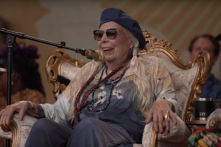 Joni Mitchell on Sunday at the Newport Folk Festival.
