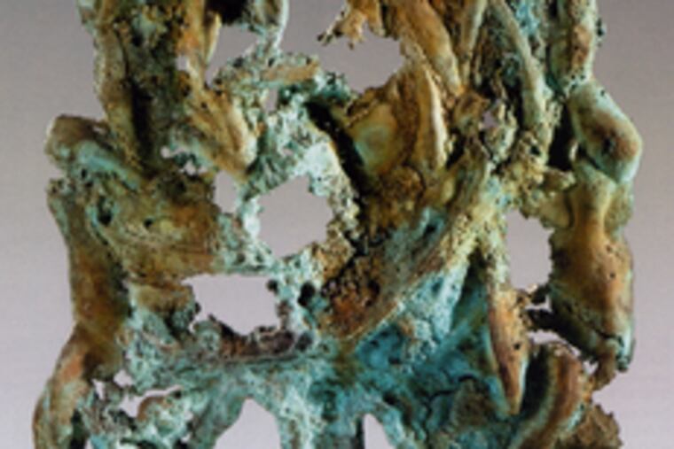 The bronze "Spill," left, one of five works by Harry Bertoia in the sale, is expected to sell for $20,000 to $30,000, and Bo Bartlett's "Lamm Gottes" has a presale estimate of $5,000 to $8,000.