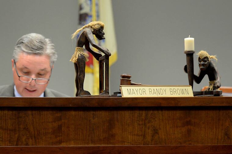 Evesham Mayor Randy Brown presides over the council meeting on Mar. 17, 2015. ( TOM GRALISH / Staff Photographer )