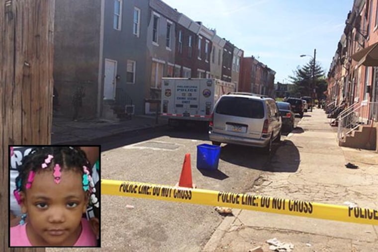 Police say a 4 year old girl was shot in face and killed this afternoon on this street in Kensington.