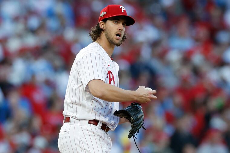 Phillies pitcher Aaron Nola during Game 6 of the NLCS against Arizona on Oct. 23.