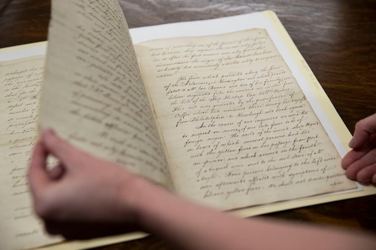 Mutter Museum weekend visitors now have access to the historic medical library of the College of Physicians of Philadelphia, which includes this 1797 report on the yellow fever epidemic.