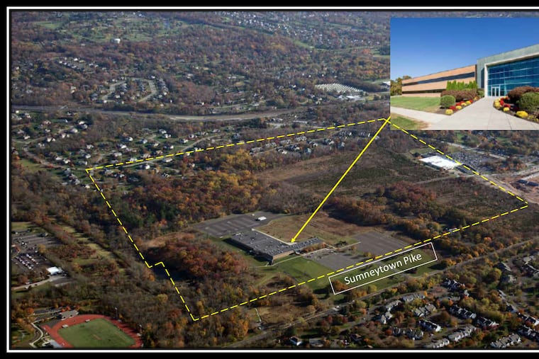 An aerial photo shows the new property, along Sumneytown Pike, purchased by Gwynedd Mercy University