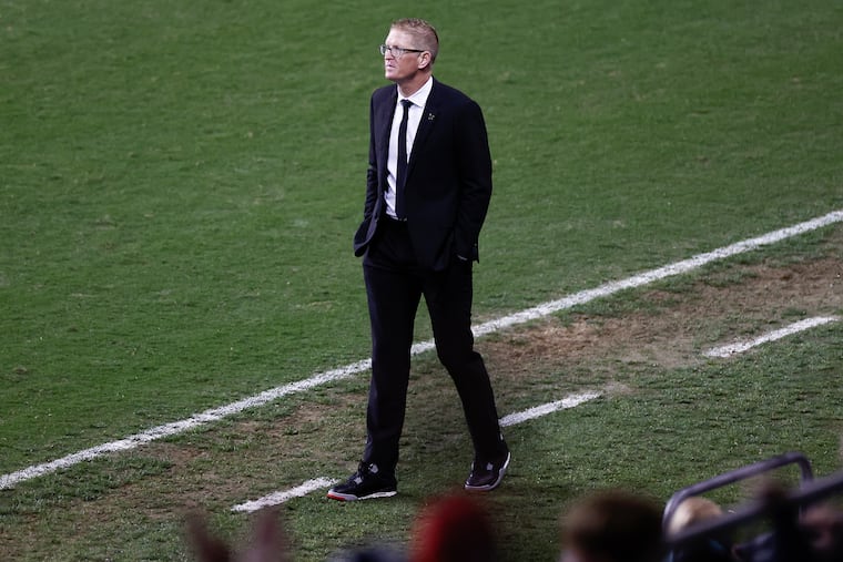 Union manager Jim Curtin on the sideline during Saturday's game against Orlando City.