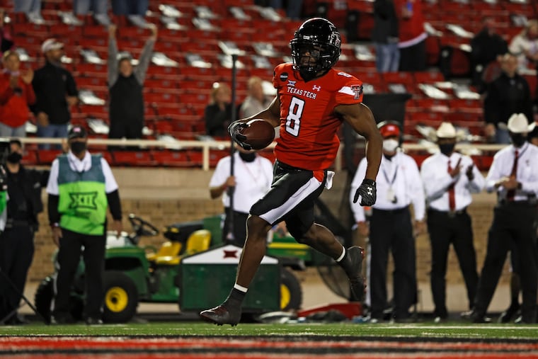 Texas Tech's Zech McPhearson scoring a touchdown on a fumble recovery against West Virginia in October.