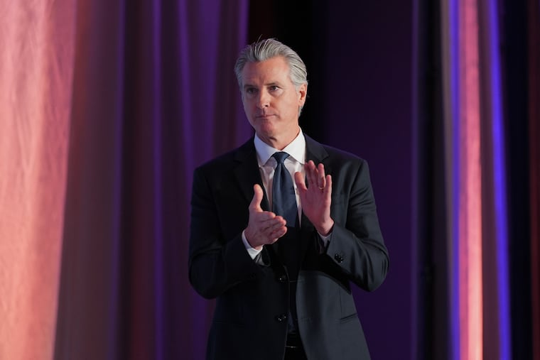 Gov. Gavin Newsom is introduced at the National Association of Latino Elected and Appointed Officials conference in Los Angeles, Tuesday, July 14, 2026.