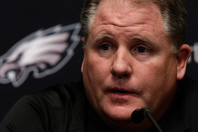 Philadelphia Eagles new head coach Chip Kelly speaks during his introductory press conference in Philadelphia. (AP Photo/Matt Rourke)