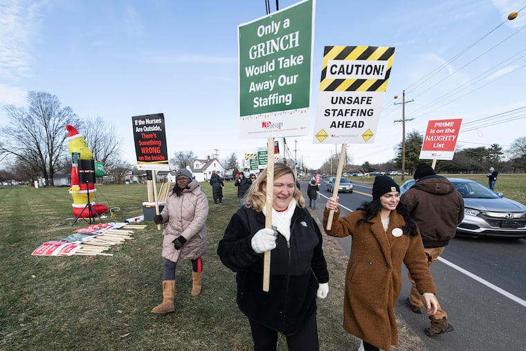 Lower Bucks Hospital in Bristol is one of two Prime Healthcare hospitals in which nurses walked off the job on Friday, Dec 22, after contract negotiations with their unions reached an impasse.