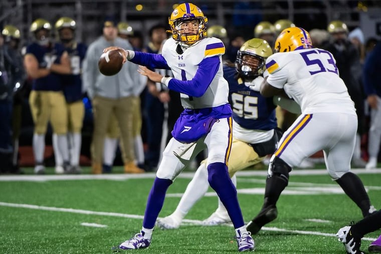 Roman Catholic, which Semaj Beals (1) helped lead to a PIAA Class 5A state title last year, is among schools that are moving to Class 6A for football this fall.