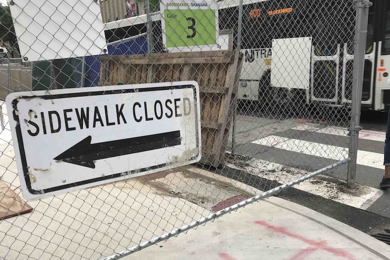 Blocked and closed sidewalks are a fact of life in Philadelphia these days.