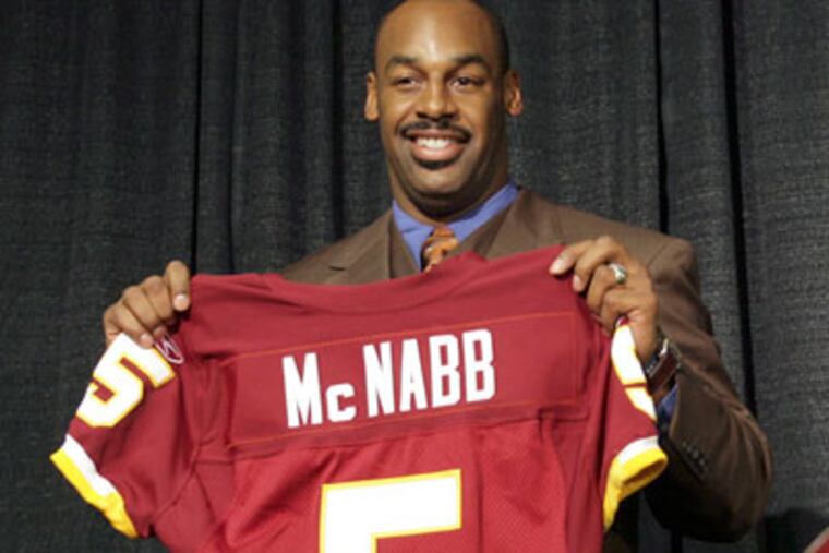 "I thought that I was treated fairly," Donovan McNabb said of Philadelphia fans. (Yong Kim/Staff Photographer)