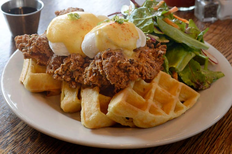The chicken and waffles, a Pennsylvania Dutch classic, at Hawthornes.