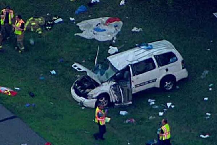 The Atlantic City Expressway near Wislow was the scene of a crash sending at least nine people to hospitals. Photo courtesy NBC-10.