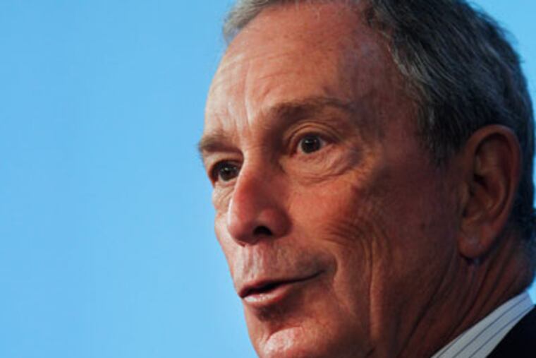 FILE - In this Nov. 29, 2011 file photo, New York Mayor Michael Bloomberg addresses an audience during an event hosted by Massachusetts Institute of Technology's MIT Collaborative Initiatives program on the schools campus, in Cambridge, Mass. Bloomberg is facing off with Yale University over efforts by the NYPD to monitor Muslim student groups. Yale President Richard Levin on Monday, Feb. 20, 2012 said in a statement that monitoring of students based on religion was "antithetical" to the schools' values. Bloomberg defended the practice, saying there is nothing wrong with officers keeping an eye on websites that are available to the general public. (AP Photo/Steven Senne, File)