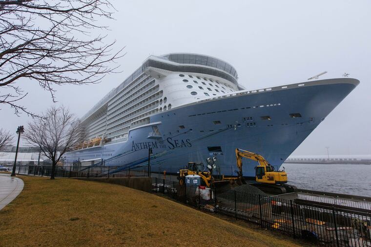 The cruise ship Anthem of the Seas is docked at the Cape Liberty Cruise Port on Friday, Feb. 7, 2020, in Bayonne, N.J. Passengers were screened, as a precaution, for novel coronavirus.