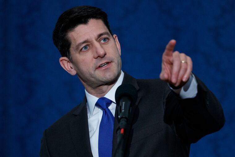 House Speaker Paul Ryan of Wis., gives a farewell speech in the Great Hall of the Library of Congress in Washington, Wednesday, Dec. 19, 2018. Ryan is bemoaning America's "broken politics" in which he calls Washington's failure to overhaul costly federal benefit programs "our greatest unfinished business." (AP Photo/Carolyn Kaster)
