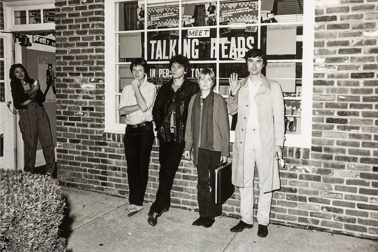 The Talking Heads outside Plastic Fantastic in Bryn Mawr in 1977. The photo is part of the Jay Schwartz' exhibition "I Belonged to the Blank Generation" at the SPACE Art Gallery in South Philadelphia.
