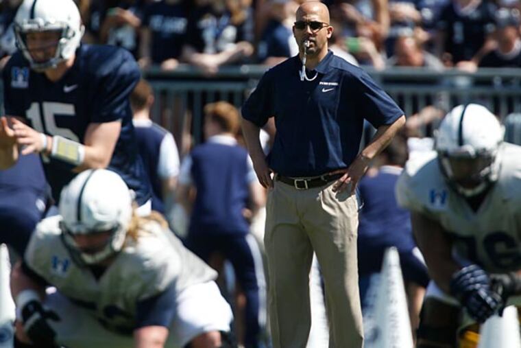 Penn State head coach James Franklin during the Penn State annual Blue-White Game NCAA football scrimmage on Saturday, April 12, 2014 in State College, Pa. (Keith Srakocic/AP)