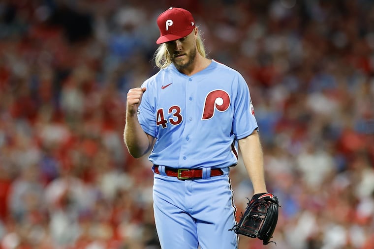 Phillies starter Noah Syndergaard during Game 5 of the World Series against the Houston Astros at Citizens Bank Park.