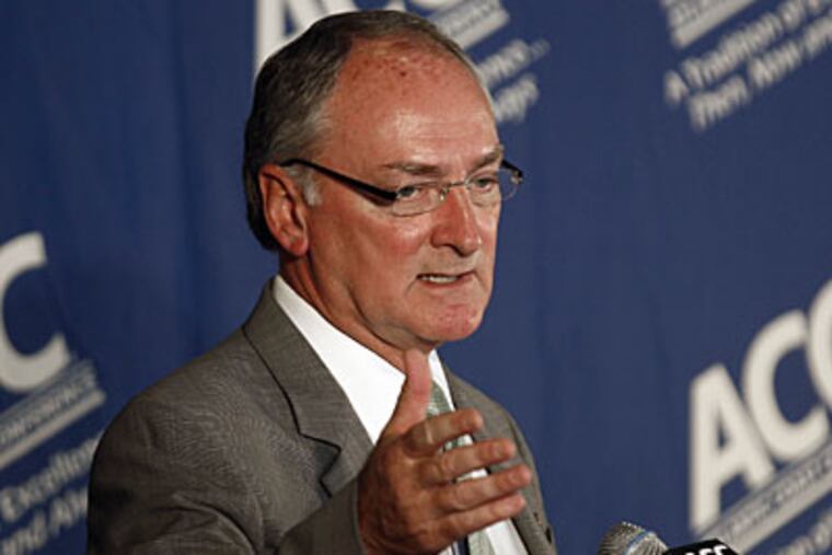 Notre Dame athletic director Jack Swarbrick speaks during a news conference on Wednesday. (Gerry Broome/AP)
