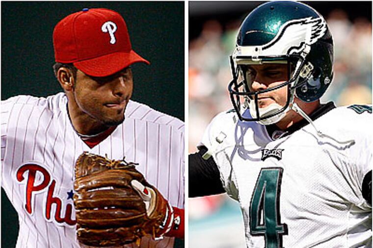 Fans are split over whether the Phillies' or Eagles' logo is better. (Ron Cortes and Yong Kim/Staff Photographers)