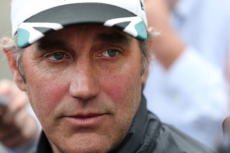 Cory Undlin, Eagles' Defensive Backs Coach, talks with the media at the NovaCare Complex in Philadelphia, Pa. on June 3, 2015. (David Maialetti/Staff Photographer)