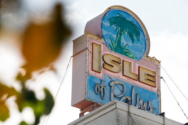 The damaged neon sign at Isle of Palms on Tuesday, Aug. 12, 2025 in Wildwood, NJ.