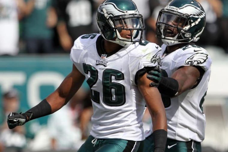 Eagles defensive backs Cary Williams and Earl Wolff. (Yong Kim/Staff Photographer)