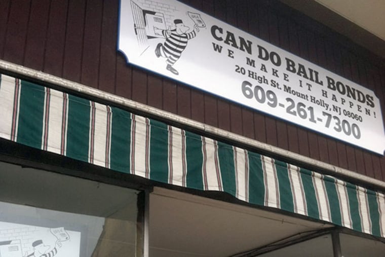 One of several bail bond businesses in downtown Mount Holly. New ones won't be allowed to open under an ordinance passed this week. (Jan Hefler/Staff)